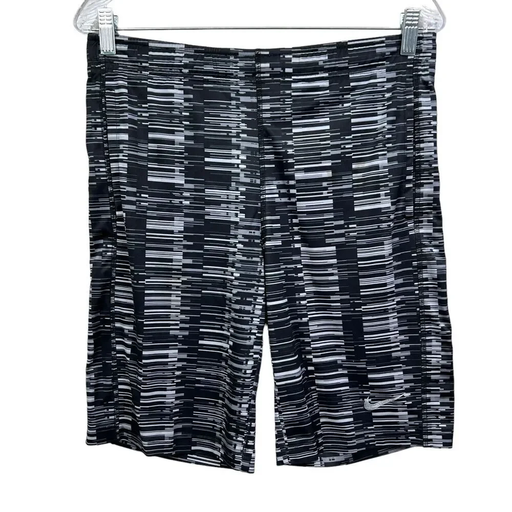 Nike Dri Fit Board Shorts Stretch Drawstring Waistband Pockets Black Gray Boy M*